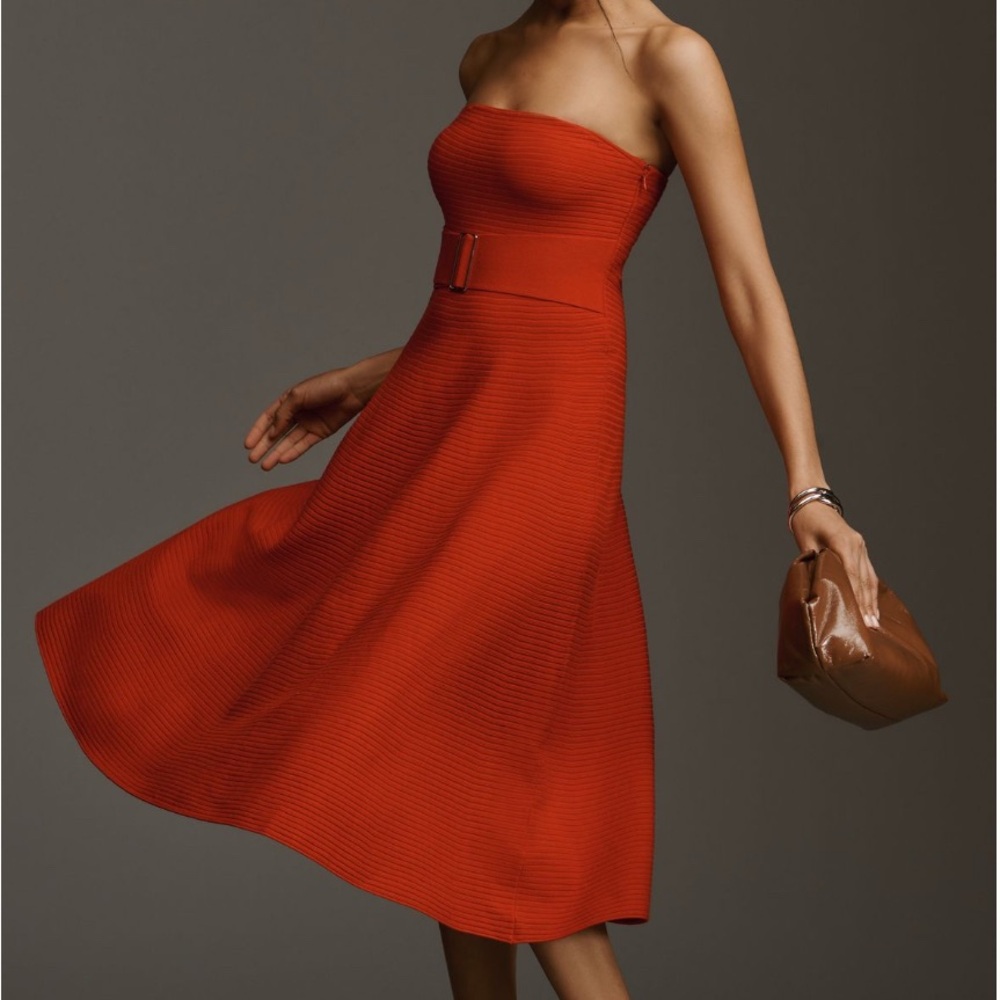 Elegant Strapless Red Dress